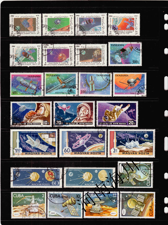 Collectible Vintage Postage Stamps - 100 timbres spatiaux différents, véritables timbres