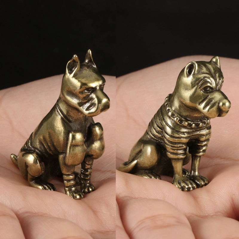 Vintage Collectible Christmas Ornaments - Figurine vintage en laiton massif Pitbull