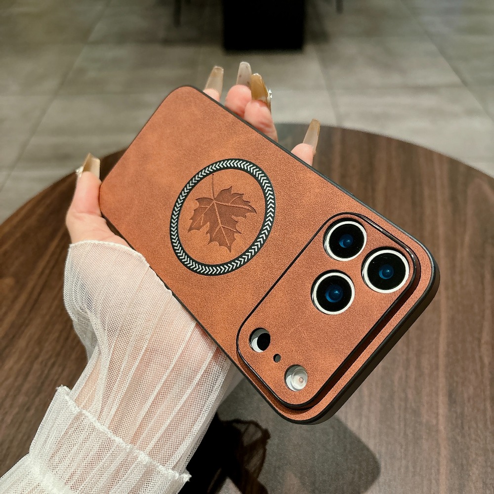 Camera Leather Case - Étui en cuir magnétique pour iPhone