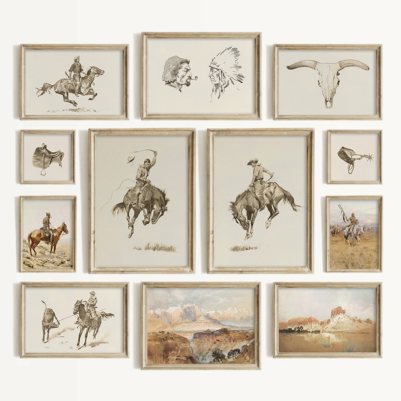 Vintage Collectible Toys - Décoration murale style cowboy sud-ouest, impressions